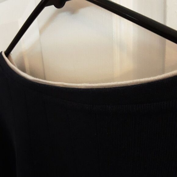 WAREHOUSE ONE Sweater Layered Look V-Neck Tee Ribbed Size XL - Picture 10 of 13